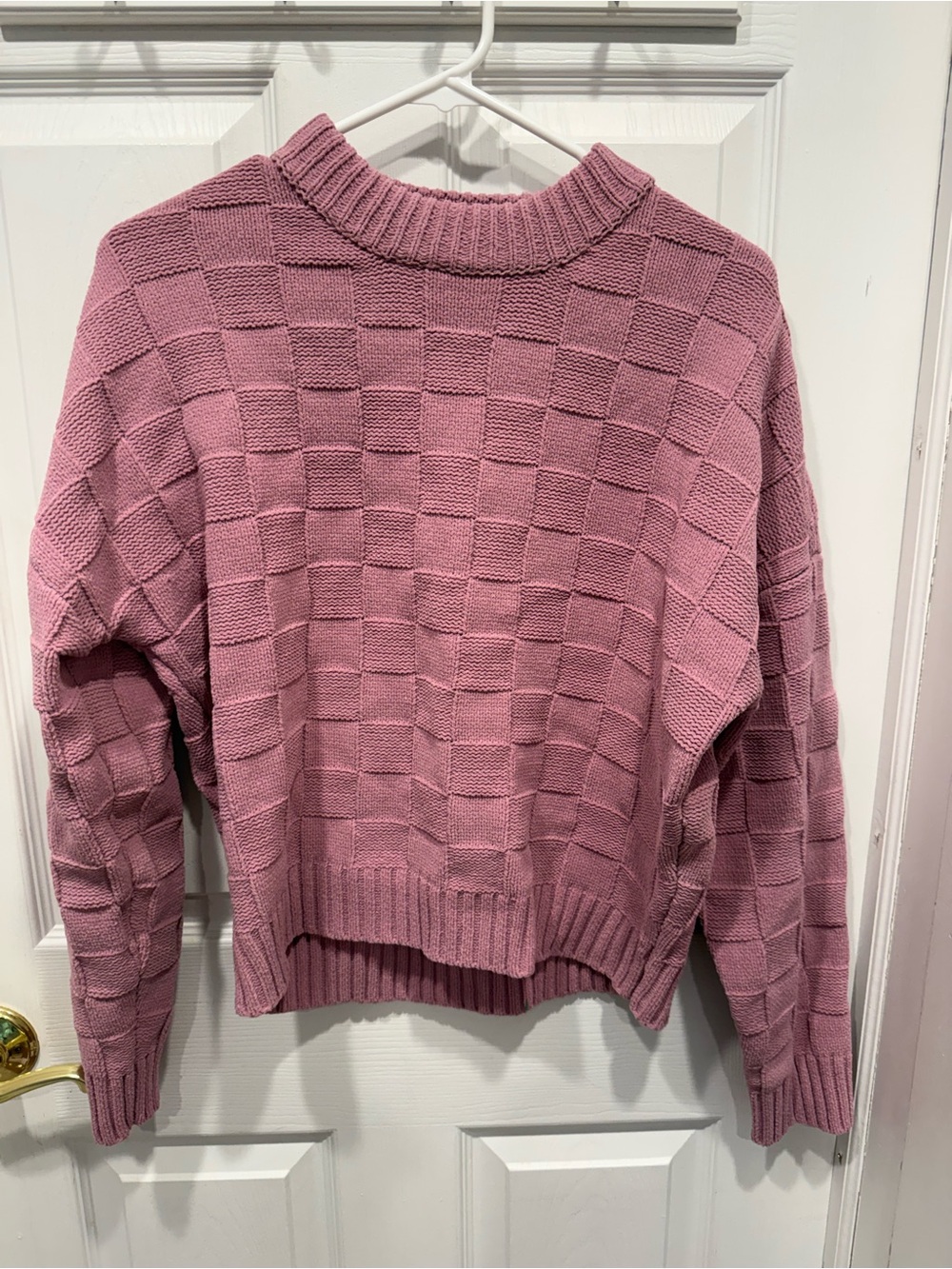 Abercrombie & Fitch Mauve Checker Knit Long Sleeve Sweater New with tags!